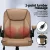 Artiss 2 Point Massage Office Chair Brown PU Leather Mid Back Ergonomic Chair with Lumbar Support and Tilt Adjustment