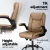 Artiss 2 Point Massage Office Chair Brown PU Leather Mid Back Ergonomic Chair with Lumbar Support and Tilt Adjustment