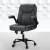 Artiss 2 Point Massage Office Chair Grey PU Leather, Mid Back, Ergonomic, Adjustable Height, Lumbar Support