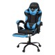 Artiss Cyan Blue 2-Point Massage Gaming Office Chair with Footrest, PVC Leather, Recline & Adjustable Headrest