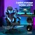 Artiss Cyan Blue 2-Point Massage Gaming Office Chair with Footrest, PVC Leather, Recline & Adjustable Headrest