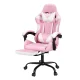 Artiss Pink Massage Gaming Office Chair with Footrest - Ergonomic Design, 2-Point Lumbar Massage, 360° Swivel