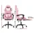 Artiss Pink Massage Gaming Office Chair with Footrest - Ergonomic Design, 2-Point Lumbar Massage, 360° Swivel