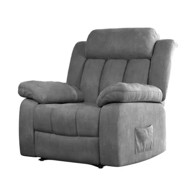 Artiss Electric Massage Recliner Chair Velvet Lounge Sofa with Heating, 8-Point Massage, Grey, 150kg Capacity