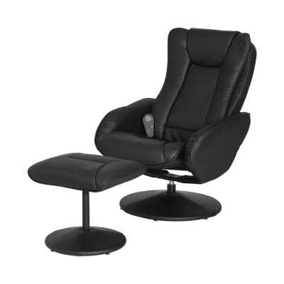 Artiss Recliner Chair Ottoman, PU Leather, Black, 57x79x104cm, Heated Massage, Ergonomic Comfort, Relaxation Lounge