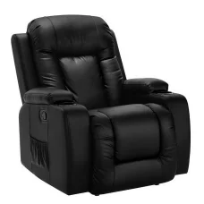 Artiss Recliner Chair: Electric Heated Massage, PU Leather, 8-Point Massage, 180kg Capacity, Adjustable & Stylish Black