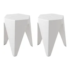ArtissIn Bar Stools, Polypropylene, 36x32x45cm, White, Stylish Stackable Seating for Indoor & Outdoor Use, Set of 2