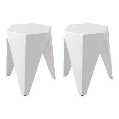 ArtissIn Bar Stools, Polypropylene, 36x32x45cm, White, Stylish Stackable Seating for Indoor & Outdoor Use, Set of 2