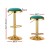 2x Artiss Bar Stools Green Velvet Gold Frame Swivel Kitchen Dining Chairs, Height Adjustable, Padded Seat 62-82.5cm