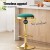 2x Artiss Bar Stools Green Velvet Gold Frame Swivel Kitchen Dining Chairs, Height Adjustable, Padded Seat 62-82.5cm