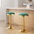 2x Artiss Bar Stools Green Velvet Gold Frame Swivel Kitchen Dining Chairs, Height Adjustable, Padded Seat 62-82.5cm