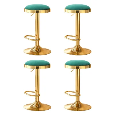 4x Artiss Velvet Bar Stools Green and Gold, Swivel Kitchen Dining Chairs, Padded Seat, Adjustable Height 62-82.5cm