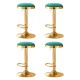 4x Artiss Velvet Bar Stools Green and Gold, Swivel Kitchen Dining Chairs, Padded Seat, Adjustable Height 62-82.5cm 4x Artiss Velvet Bar Stools Green and Gold, Swivel Kitchen Dining Chairs, Padded Seat, Adjustable Height 62-82.5cm