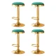 4x Artiss Velvet Bar Stools Green and Gold, Swivel Kitchen Dining Chairs, Padded Seat, Adjustable Height 62-82.5cm 4x Artiss Velvet Bar Stools Green and Gold, Swivel Kitchen Dining Chairs, Padded Seat, Adjustable Height 62-82.5cm