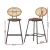 Artiss Raye 4x Bar Stools - Brown PU Leather, Rattan Back, Steel Frame, 150kg Capacity, Easy Assembly