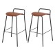 Artiss 2x Bar Stools - Brown PU, Foam Seat, 75cm Height, Powder-Coated Metal Frame, Anti-Slip Feet, 1-Year Warranty