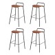 Artiss Set of 4 Bar Stools 75cm Brown PU Leather Seat, Metal Frame, Footrest, Anti-Slip, Kitchen Dining Chairs