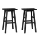 Artiss Baden Bar Stools Set of 2 – Black Beech Wood, 66.5cm High, Sturdy A-Frame, Split-Level Footrest, Anti-Slip