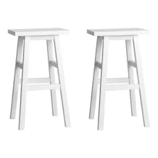 Artiss Baden Bar Stools Set of 2 – White Beech Wood, 66.5cm, Sturdy Kitchen Counter Chairs with Split-Level Footrest