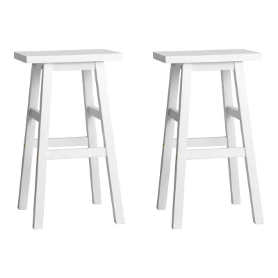 Artiss Baden Bar Stools Set of 2 – White Beech Wood, 66.5cm, Sturdy Kitchen Counter Chairs with Split-Level Footrest