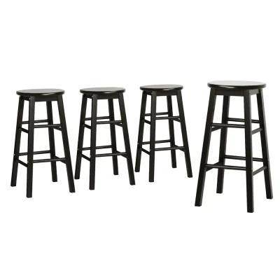 Artiss Marley 4x Bar Stools Set, Solid Beech Wood, 61cm Height, Round Chairs, Black, Sturdy Anti-Slip Design Artiss Marley 4x Bar Stools Set, Solid Beech Wood, 61cm Height, Round Chairs, Black, Sturdy Anti-Slip Design