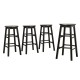 Artiss Marley 4x Bar Stools Set, Solid Beech Wood, 61cm Height, Round Chairs, Black, Sturdy Anti-Slip Design