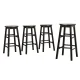 Artiss Marley 4x Bar Stools Set, Solid Beech Wood, 61cm Height, Round Chairs, Black, Sturdy Anti-Slip Design
