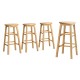 Artiss Marley 4x Bar Stools 61cm Solid Beech Wood Round Chairs, Natural Finish, Sturdy A-Frame with Footrest