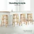 Artiss Marley 4x Bar Stools 61cm Solid Beech Wood Round Chairs, Natural Finish, Sturdy A-Frame with Footrest