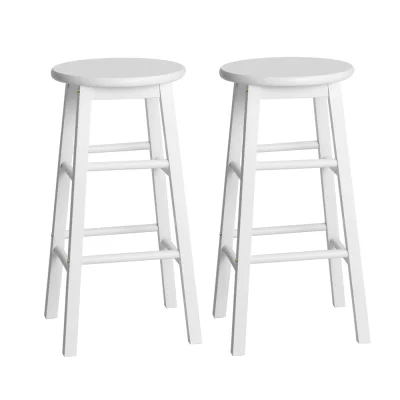 Artiss 2x White Wooden Bar Stools - Solid Beech Wood, 61cm Height, Anti-Slip Feet, Set of 2, Sturdy Round Chairs Artiss 2x White Wooden Bar Stools - Solid Beech Wood, 61cm Height, Anti-Slip Feet, Set of 2, Sturdy Round Chairs