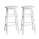 Artiss 2x White Wooden Bar Stools - Solid Beech Wood, 61cm Height, Anti-Slip Feet, Set of 2, Sturdy Round Chairs