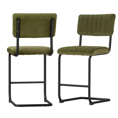 Artiss Orman Bar Stools, Velvet Upholstery, 65cm Seat Height, Green, Sturdy Steel Frame, Elegant Home Bar Seating Artiss Orman Bar Stools, Velvet Upholstery, 65cm Seat Height, Green, Sturdy Steel Frame, Elegant Home Bar Seating