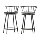Artiss Bar Stools Set, Swivel Metal Chairs, Wood Seat, 70cm Height, Black, Modern Design, 120kg Capacity, 2 Pack