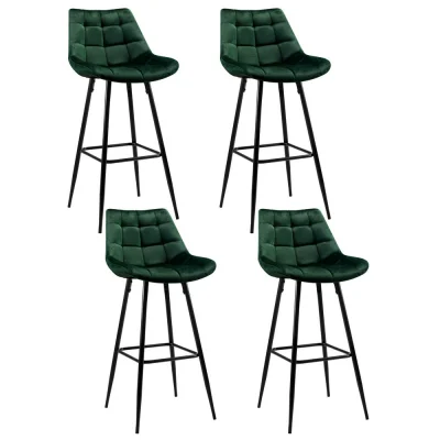 Artiss Bar Stools Set of 4, Velvet Chairs, Green, 76cm Seat Height, Chic Design, Anti-Slip Feet, Easy Assembly