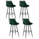 Artiss Bar Stools Set of 4, Velvet Chairs, Green, 76cm Seat Height, Chic Design, Anti-Slip Feet, Easy Assembly