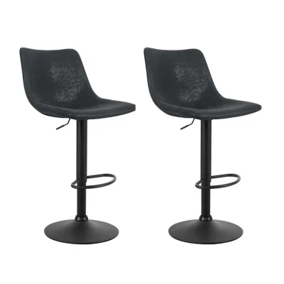 Artiss 2x Vintage Leather Bar Stools, Black, Swivel, Adjustable Height 60-81cm, 360° Swivel, Foam Padded, Floor Safe