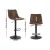 Artiss 2x Vintage Swivel Bar Stools, Brown Faux Leather, Adjustable 60-81cm, 360° Swivel, Black Powder-Coated Base