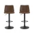 Artiss 2x Vintage Swivel Bar Stools, Brown Faux Leather, Adjustable 60-81cm, 360° Swivel, Black Powder-Coated Base