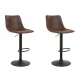 Artiss 2x Vintage Swivel Bar Stools, Brown Faux Leather, Adjustable 60-81cm, 360° Swivel, Black Powder-Coated Base