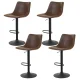 Artiss 4x Jovy Bar Stools - Vintage Faux Leather, Swivel, Adjustable Gas Lift, 360° Rotation, Brown, 60-81cm Height