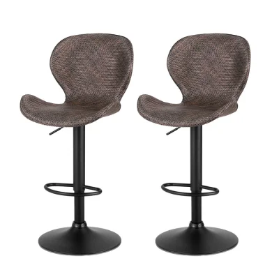 Artiss 2x Bar Stools - Adjustable 90-112cm Wing Design, PE Rattan Seat, Metal Frame, 120kg Capacity, Brown/Black Artiss 2x Bar Stools - Adjustable 90-112cm Wing Design, PE Rattan Seat, Metal Frame, 120kg Capacity, Brown/Black