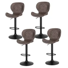 Artiss 4x Ergonomic Swivel Bar Stools, Adjustable 90-112cm, PE Rattan, Metal, Anti-Slip, 120kg Capacity, Brown
