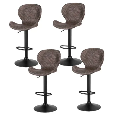 Artiss 4x Ergonomic Swivel Bar Stools, Adjustable 90-112cm, PE Rattan, Metal, Anti-Slip, 120kg Capacity, Brown