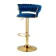 Artiss Vivien 2x Bar Stools - Navy Velvet, Hand-Woven Back, Adjustable Height, 360° Swivel, Steel Base, 150kg Capacity