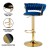 Artiss Vivien 2x Bar Stools - Navy Velvet, Hand-Woven Back, Adjustable Height, 360° Swivel, Steel Base, 150kg Capacity