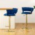 Artiss Vivien 2x Bar Stools - Navy Velvet, Hand-Woven Back, Adjustable Height, 360° Swivel, Steel Base, 150kg Capacity