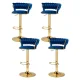 Artiss Vivien 4x Bar Stools - Navy Velvet, Woven Backrest, Adjustable Gas Lift, 360° Swivel, Sturdy Steel Base