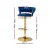 Artiss Vivien 4x Bar Stools - Navy Velvet, Woven Backrest, Adjustable Gas Lift, 360° Swivel, Sturdy Steel Base