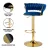 Artiss Vivien 4x Bar Stools - Navy Velvet, Woven Backrest, Adjustable Gas Lift, 360° Swivel, Sturdy Steel Base