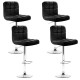 Artiss 4x Black Bar Stools PU Leather, Gas Lift, 360° Swivel, Chrome Base, Chequered Backrest, Adjustable Height